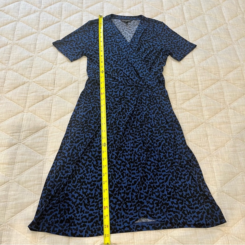 Banana Republic XXS Petite Navy & Black Leopard Print Faux Wrap Dress - Picture 4 of 7